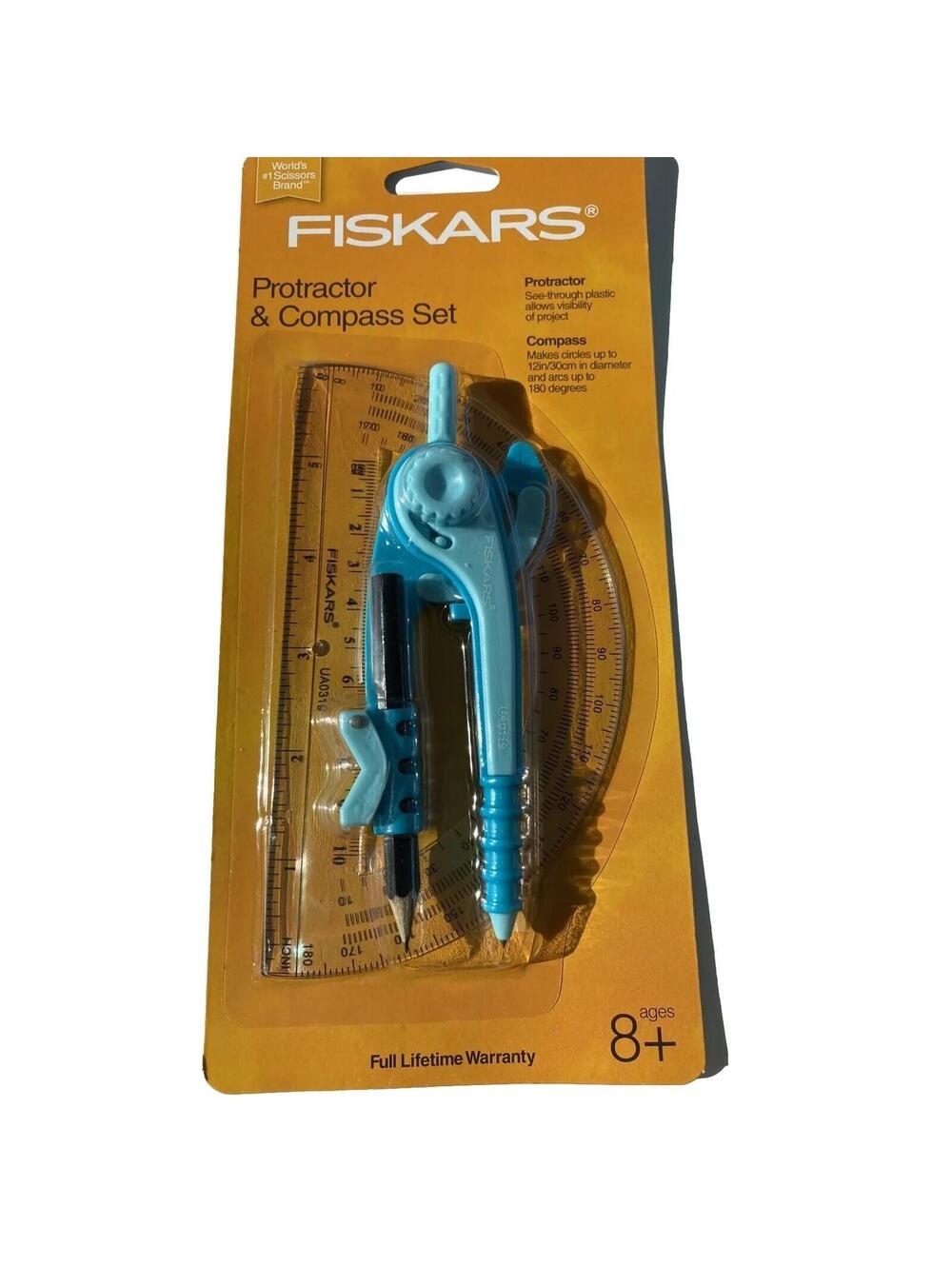 Fiskars Protractor and Compass Set Geometry Drawing Tool Kit School New